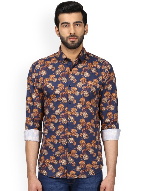 

Raymond Men Blue & Multicoloured Slim Fit Printed Casual Shirt