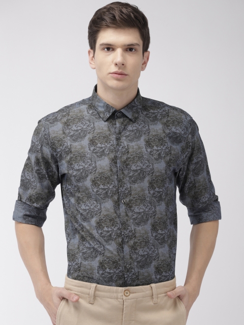 

Raymond Men Blue & Black Slim Fit Printed Smart Casual Shirt