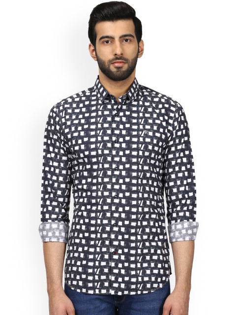 

Raymond Men Blue & Off-White Slim Fit Printed Casual Shirt