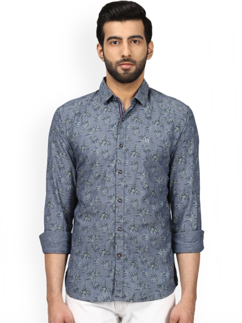 

Raymond Men Blue Slim Fit Printed Casual Shirt