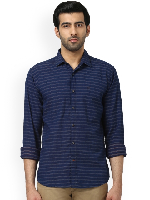 

Raymond Men Blue & White Slim Fit Striped Casual Shirt