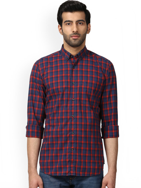 

Raymond Men Blue & Red Regular Fit Checked Casual Shirt