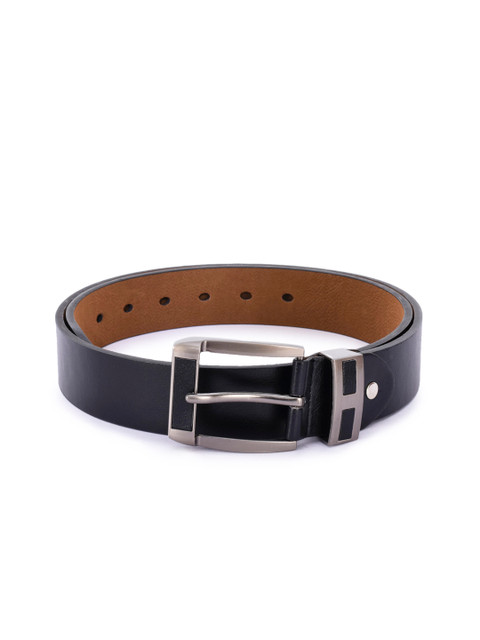

BuckleUp Men Black Textured Leather Belt