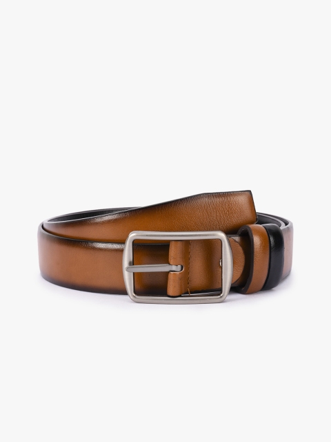 

BuckleUp Men Tan & Black Solid Reversible Leather Belt