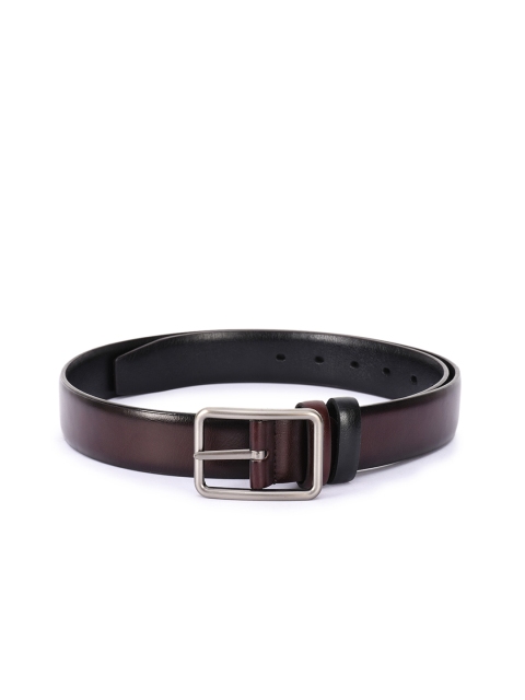 

BuckleUp Men Coffee Brown & Black Solid Belt