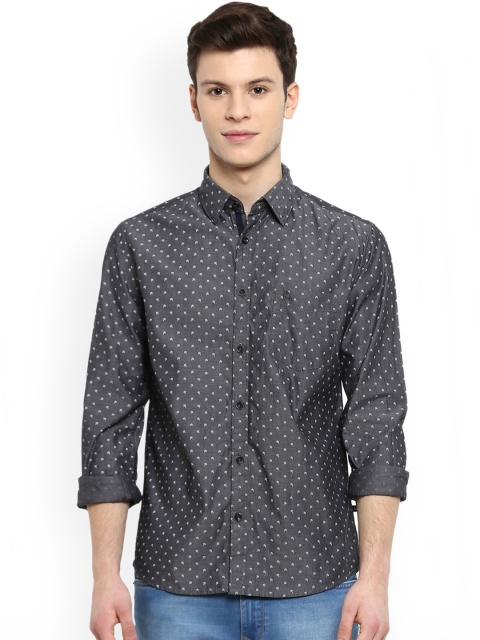 

Parx Men Charcoal Slim Fit Printed Casual Shirt