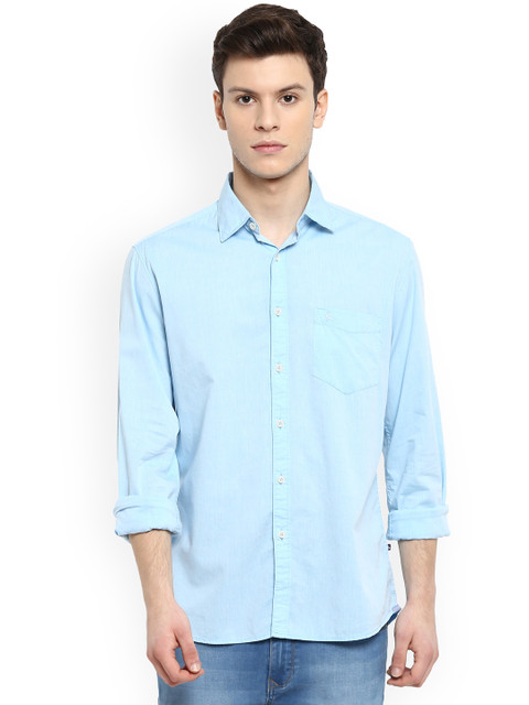 

Parx Men Turquoise Blue Slim Fit Solid Casual Shirt
