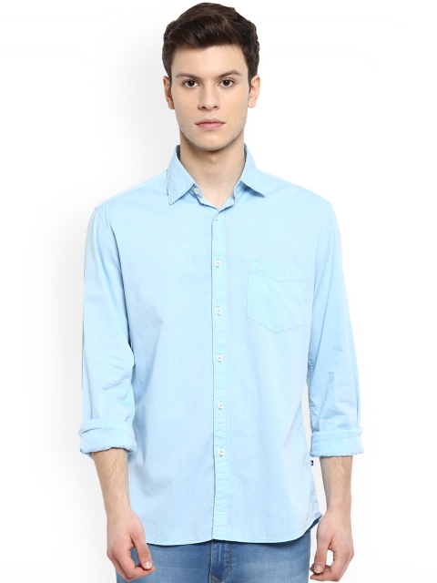 

Parx Men Turquoise Blue Slim Fit Solid Casual Shirt