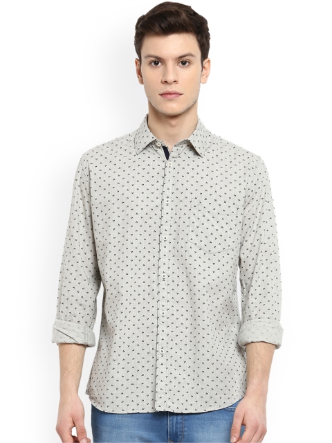 

Parx Men Grey Slim Fit Printed Casual Shirt