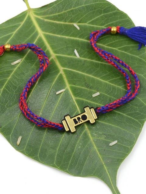 

Krafted with Happiness Gold-Toned Plastic Strongest Bro Dumbbell Rakhi