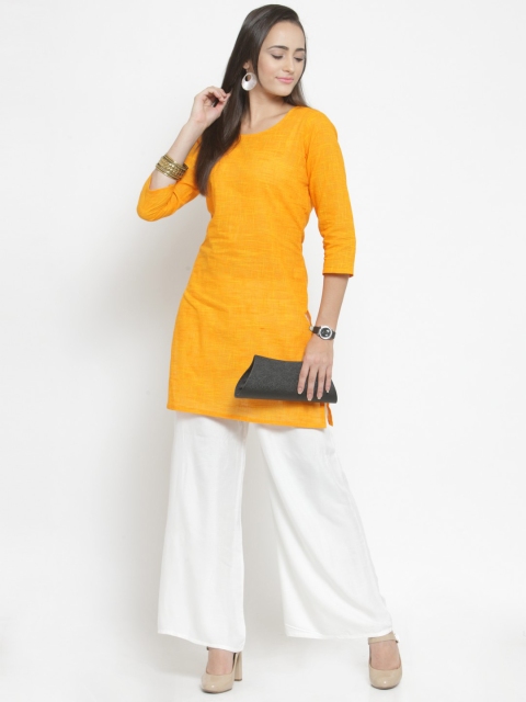 

Mytri Women Yellow Woven Design Kurti