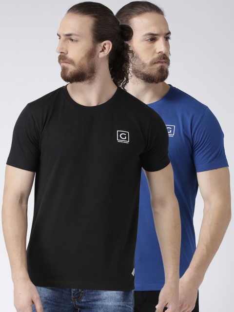 

GRIFFEL Men Pack of 2 Round Neck Solid T-shirts, Blue