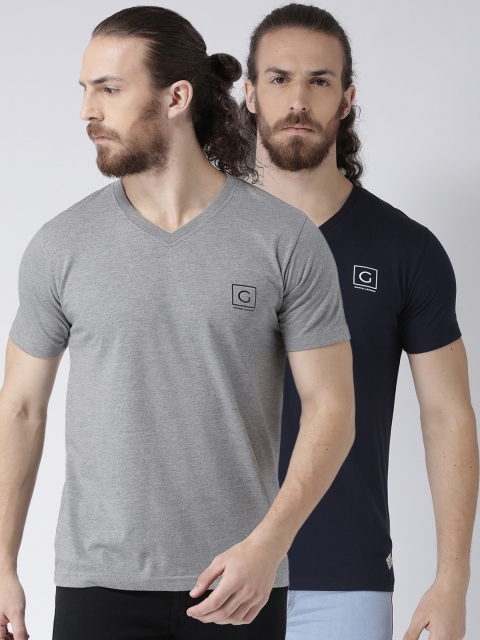 

GRIFFEL Men Pack of 2 V-Neck Solid T-shirts, Grey