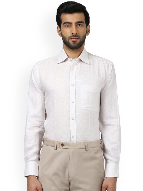 

Park Avenue Men White Slim Fit Solid Linen Formal Shirt