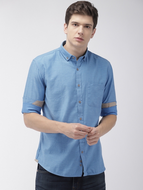 

Park Avenue Men Blue Slim Fit Solid Casual Shirt