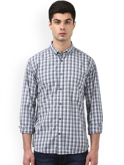 

Park Avenue Men Blue & White Slim Fit Checked Casual Shirt