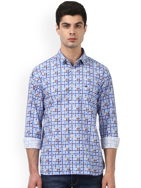

Park Avenue Men Blue Slim Fit Checked Casual Shirt