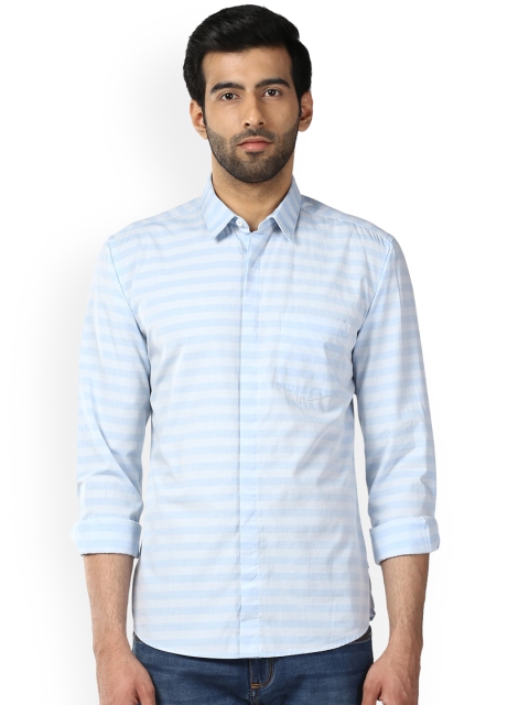 

Park Avenue Men Blue & Off-White Slim Fit Striped Casual Shirt