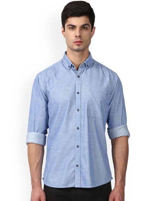 

Park Avenue Men Blue Slim Fit Self Design Casual Shirt