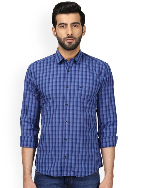 

Park Avenue Men Blue Slim Fit Checked Casual Shirt