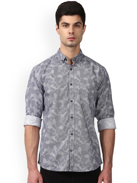 

Park Avenue Men Grey Slim Fit Printed Casual Shirt