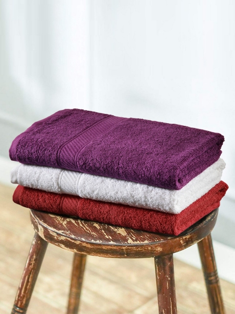 

Trident Unisex Set of 3 400 GSM Cotton Bath Towels, Purple