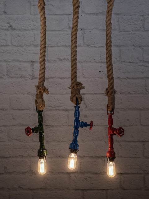 

Fos Lighting Multicolor Pipe Rope Pendent Ceiling Lamp, Multi