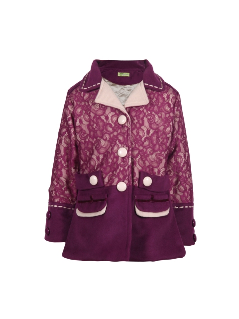 

CUTECUMBER Girls Purple Self Design Tailored Jacket