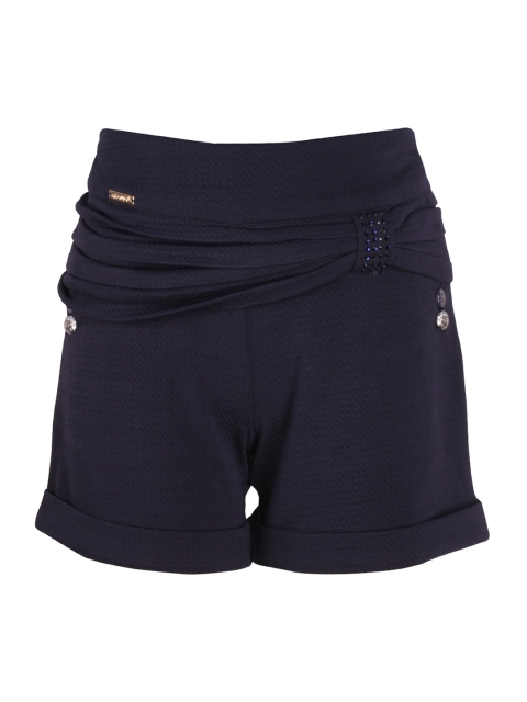 

CUTECUMBER Girls Navy Blue Self Design Regular Fit Regular Shorts