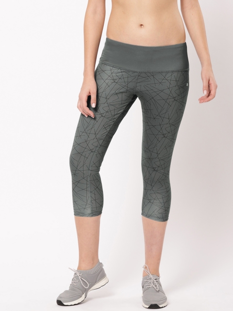 

ether Women Activewear e-Dry Grey Printed Three-Fourth Tights