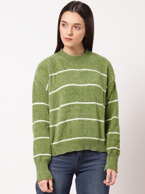 

ether Women Green Striped Pullover