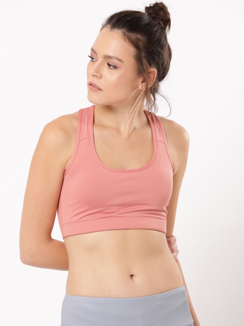 

ether e+ Pink Solid Non-Wired Lightly Padded Sports Bra