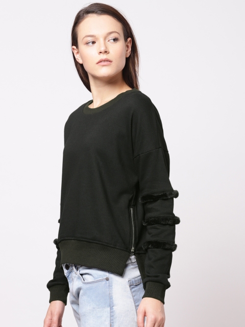 

ether Women Black Solid Sweatshirt