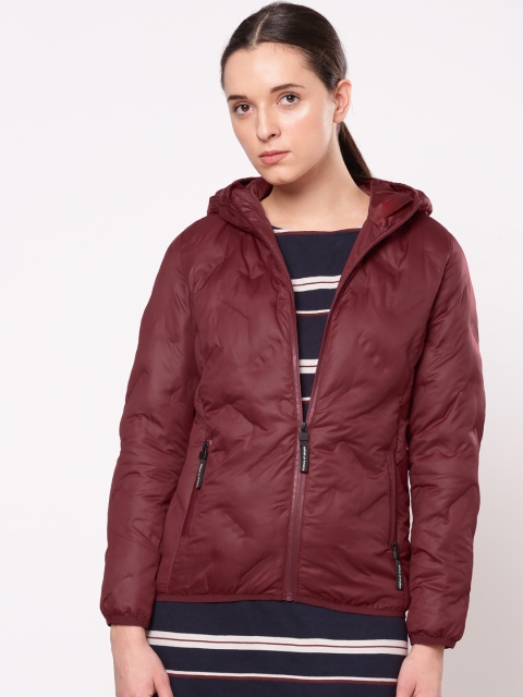 

ether Women Maroon Solid Padded Jacket