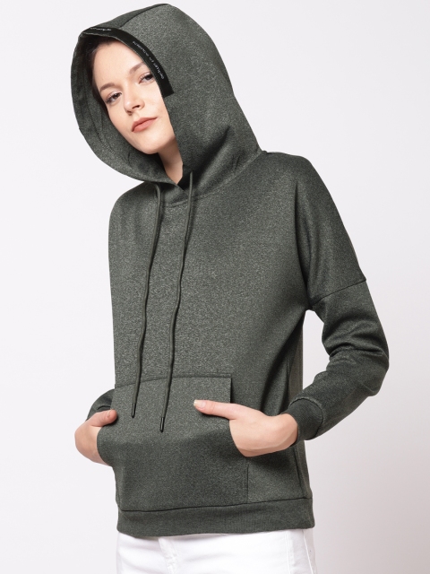 

ether Women Charcoal Solid Hooded Sweatshirt
