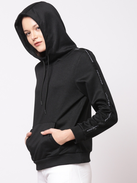 

ether Women Black Solid Hooded Sweatshirt