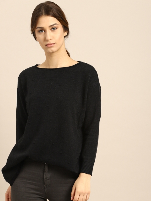 

ether Women Black Self-Design Pullover Sweater