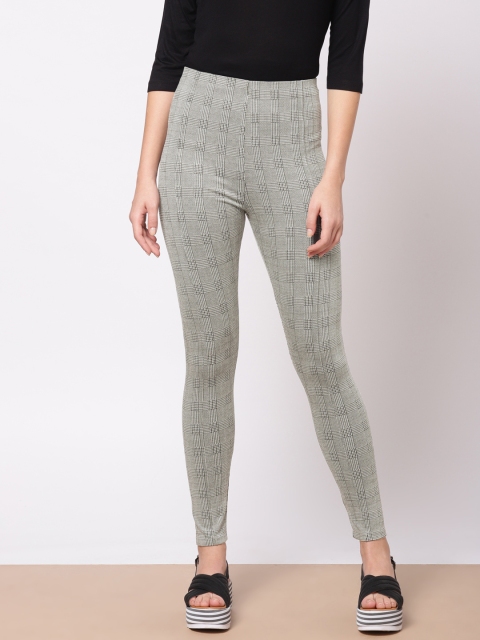 

Ether Women Grey & Black Checked Treggings