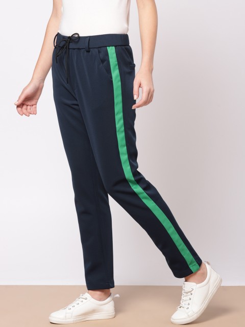 

ether Women Navy Blue Regular Fit Solid Regular Trousers