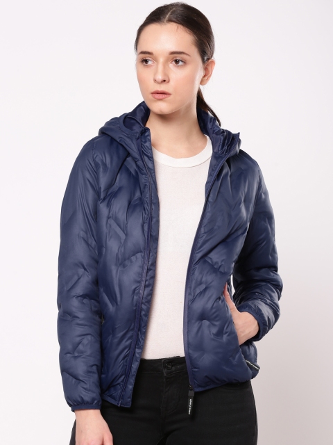 

ether Women Blue Solid Padded Jacket