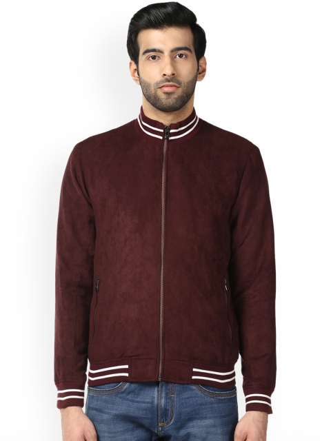 

Park Avenue Men Maroon Striped Bomber