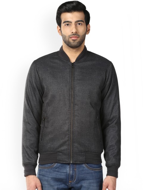 

Park Avenue Men Grey Self Design Bomber