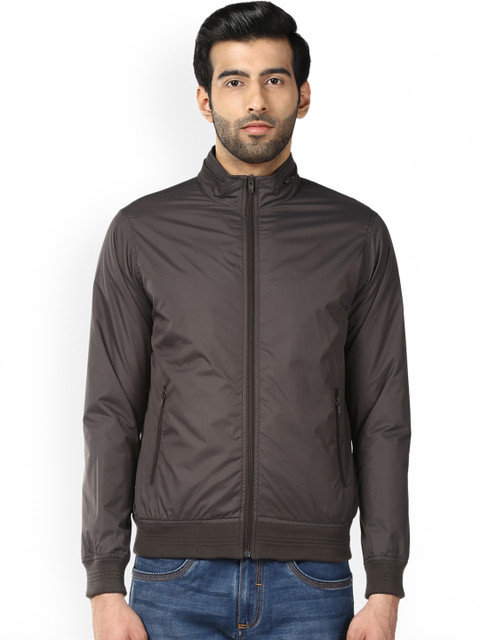 

Park Avenue Men Taupe Solid Bomber Jacket