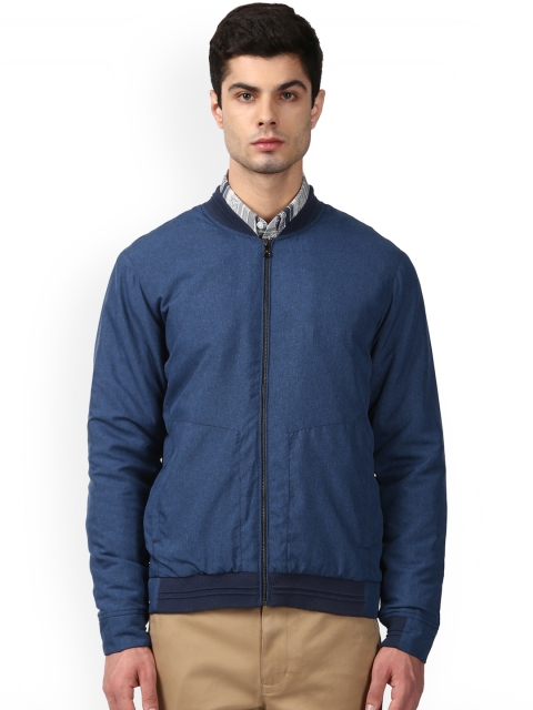 

Park Avenue Men Blue Solid Bomber Jacket