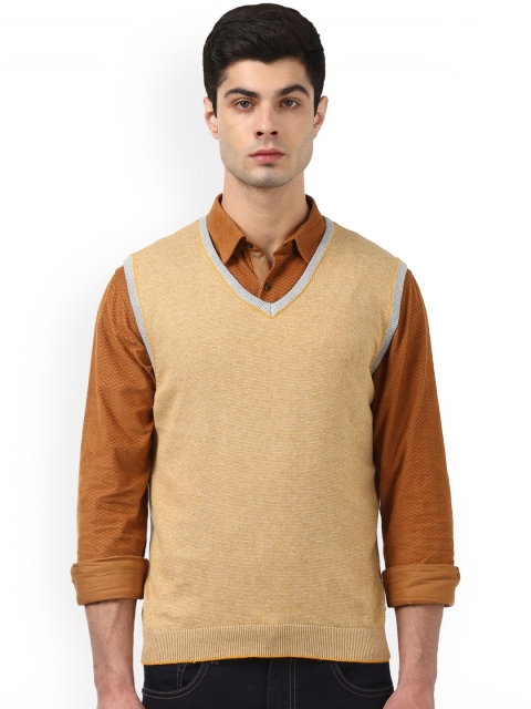 

Park Avenue Men Beige Solid Sweater Vest