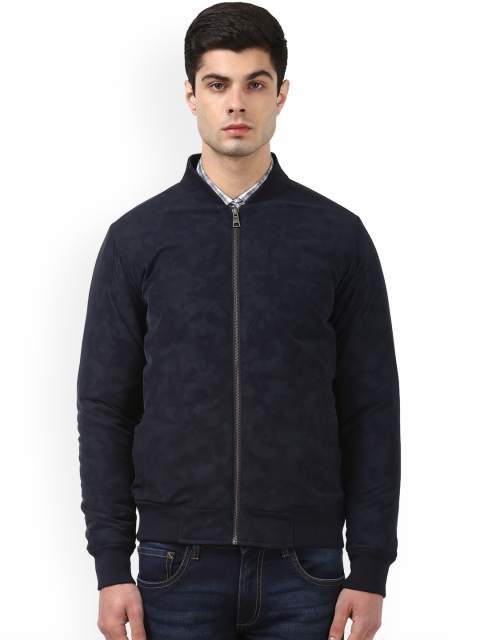 

Park Avenue Men Navy Blue Printed Bomber