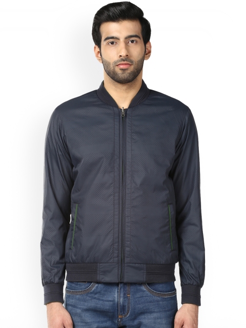 

Park Avenue Men Navy Blue Solid Open Front Jacket