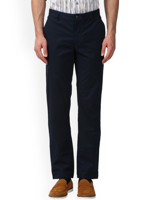 

Park Avenue Men Navy Blue Tapered Fit Printed Regular Trousers
