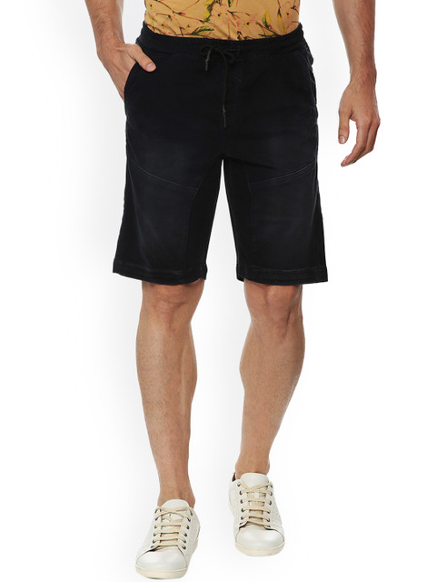 

Solly Jeans Co. Men Navy Blue Washed Slim Fit Denim Shorts