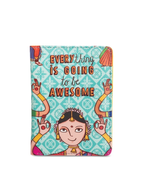 

Chumbak Women Turquoise Blue & Multicoloured Printed Passport Holder